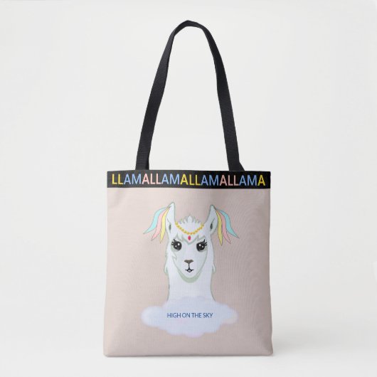 Schattige lama op beige tote bag (Voorkant)