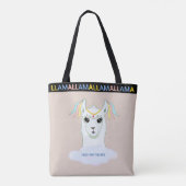 Schattige lama op beige tote bag (Achterkant)
