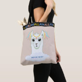 Schattige lama op beige tote bag (Dichtbij)
