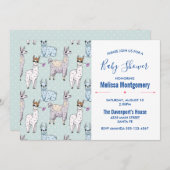 Schattige Lama Pattern op Polka Dots Baby shower Kaart (Voorkant / Achterkant)