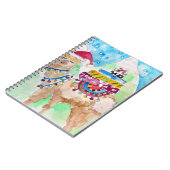 Schattige Lama Prettig Kerstwaterverf kunst Notitieboek (Linkerzijde)