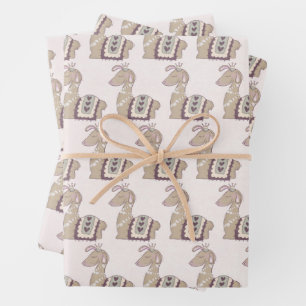 Schattige Lama Prinses met een Kroon Inpakpapier Vel