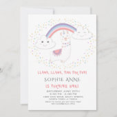 Schattige Lama Regenboog Kleurrijke Sterren Eerste Kaart (Voorkant)