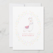 Schattige Lama Regenboog Kleurrijke Sterren Eerste Kaart (Achterkant)