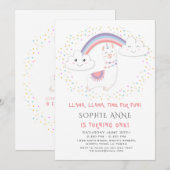 Schattige Lama Regenboog Kleurrijke Sterren Eerste Kaart (Voorkant / Achterkant)