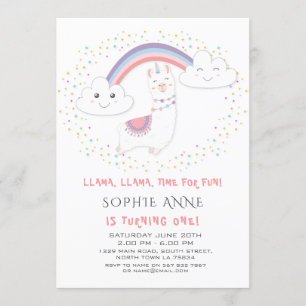 Schattige Lama Regenboog Kleurrijke Sterren Eerste Kaart