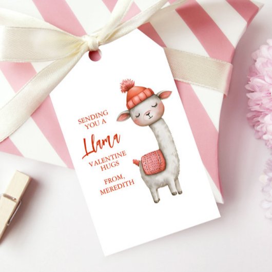 Schattige Lama Valentijnsdag, Kinderklas Cadeaulabel