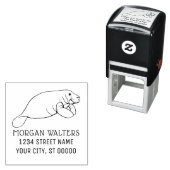 Schattige Lamantijn Zeekoe Naam Retouradres R Zelfinktende Stempel (In situ)