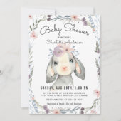 Schattige Lamb and Flowers Baby shower Invitation Kaart (Voorkant)