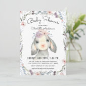 Schattige Lamb and Flowers Baby shower Invitation Kaart (Staand voorkant)