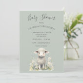 Schattige Lamb Flowers Baby shower Kaart (Staand voorkant)