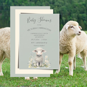 Schattige Lamb Flowers Baby shower Kaart
