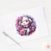 Schattige Lamb Sticker met Schedels en Rozen (Envelop)