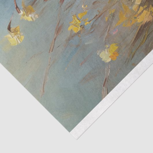 Schattige Lamb Yellow Daffodils Schilderij Decoupa Tissuepapier (Detail)