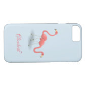 Schattige lamingos, blauw-Gepersonaliseerd Case-Mate iPhone Case (Achterkant (Horizontaal))