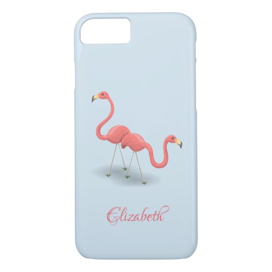 Schattige lamingos, blauw-Gepersonaliseerd Case-Mate iPhone Case (Achterkant)