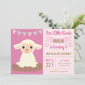 Schattige lammeren - Birthday party uitnodiging (Staand voorkant)