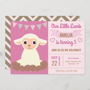 Schattige lammeren - Birthday party uitnodiging