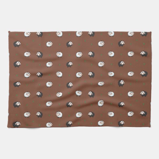 Schattige lammeren Patroon Dark versie Theedoek (Horizontaal)
