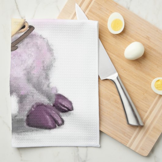 Schattige Lammetje met Bell Kitchen Handdoek (Quarter Fold)