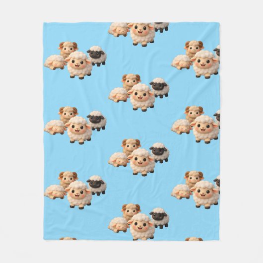 Schattige lammetjes fleece deken (Voorkant)