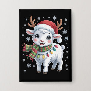 Schattige Lammetjes Kerst Grappige Dierenliefhebbe Button
