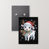 Schattige Lammetjes Kerst Grappige Dierenliefhebbe Button (Voorkant / Achterkant)
