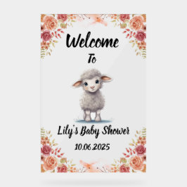 Schattige lamsacryl Baby shower teken. Acryl Bord