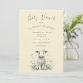 Schattige lamsbloemen geel Baby shower Kaart (Staand voorkant)