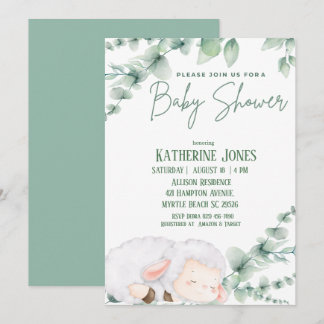Schattige lamsgroen Baby shower Kaart