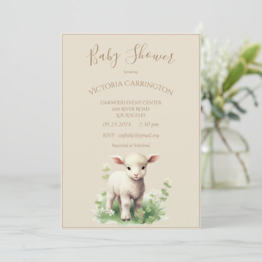 Schattige lamsgroen neutraal Baby shower Kaart (Staand voorkant)