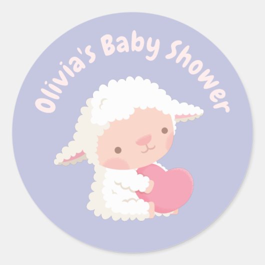 Schattige lamsknuffelen hart Baby shower decor Ronde Sticker (Voorkant)
