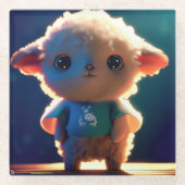 Schattige lamsvlees met T-shirt Glazen Onderzetter (Voorkant)