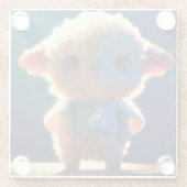 Schattige lamsvlees met T-shirt Glazen Onderzetter (Achterkant)