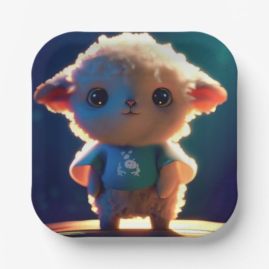 Schattige lamsvlees met T-shirt Papieren Bordje (Voorkant)