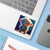 Schattige lamsvlees met T-shirt Sticker (Laptop met iPhone)