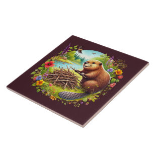 Schattige Land bever crafting huis Tegeltje