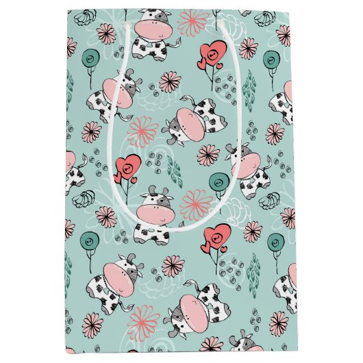 Schattige Land Boerderij Koeien Medium Cadeauzakje (Voorkant)