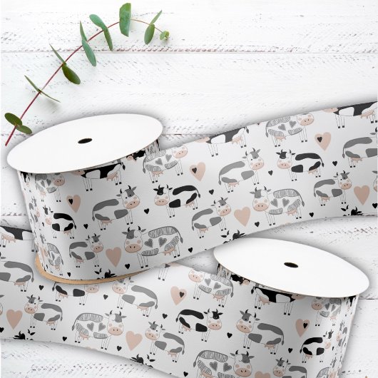 Schattige Land Boerderij Koeien Satijnen Lint