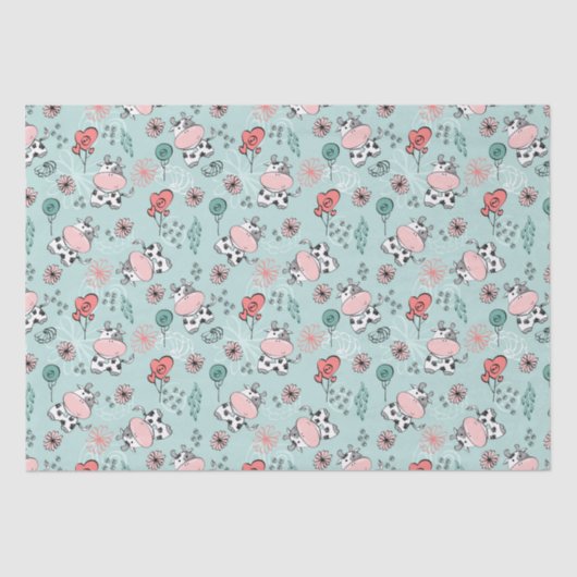 Schattige Land Boerderij Koeien Tissuepapier (Voorkant)