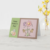 Schattige Land Folk Flowers Moederdag Kaart (Gele Bloem)