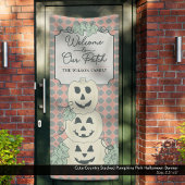 Schattige land gestapelde pompoenen roze Halloween Spandoek