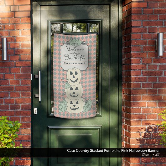 Schattige land gestapelde pompoenen roze Halloween Spandoek