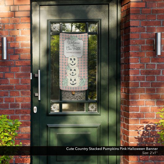 Schattige land gestapelde pompoenen roze Halloween Spandoek