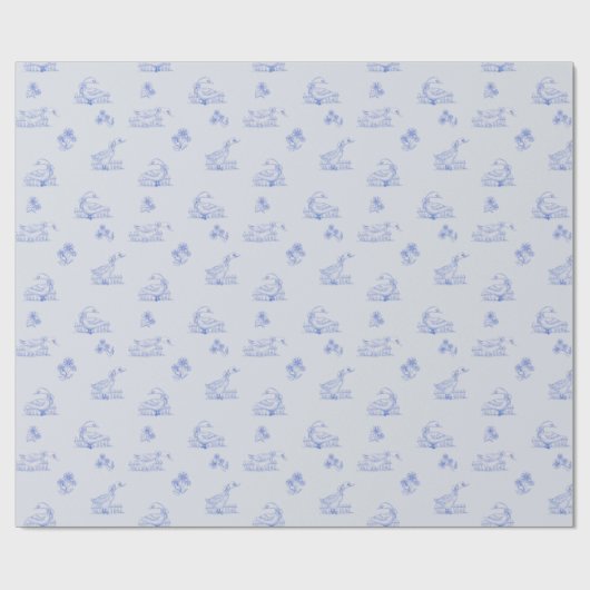 Schattige land Goose Toile Pattern Cadeaupapier (Vlak)