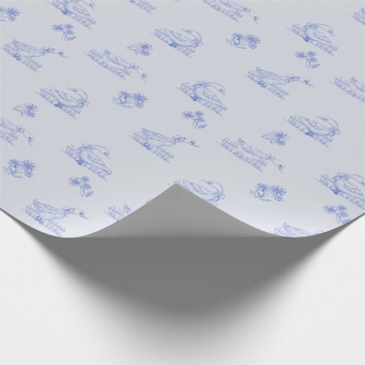 Schattige land Goose Toile Pattern Cadeaupapier (Hoek)