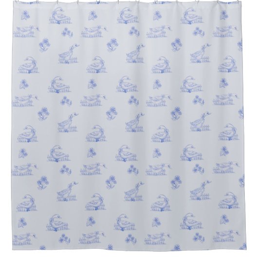 Schattige land Goose Toile Pattern Douchegordijn (Voorkant)