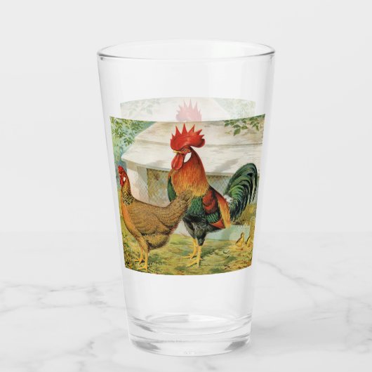 Schattige land haan kipglas glas (Achterkant)