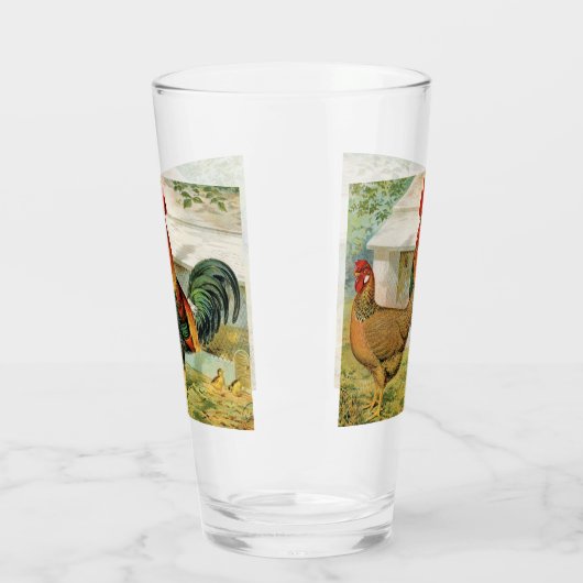 Schattige land haan kipglas glas (Links)