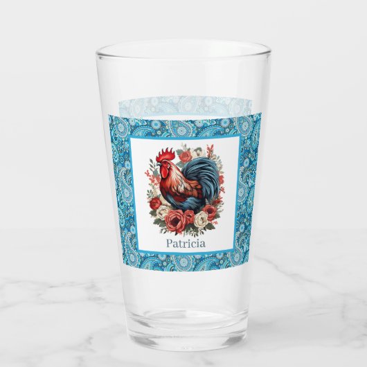 Schattige Land haan voeg naam toe Glas (Achterkant)